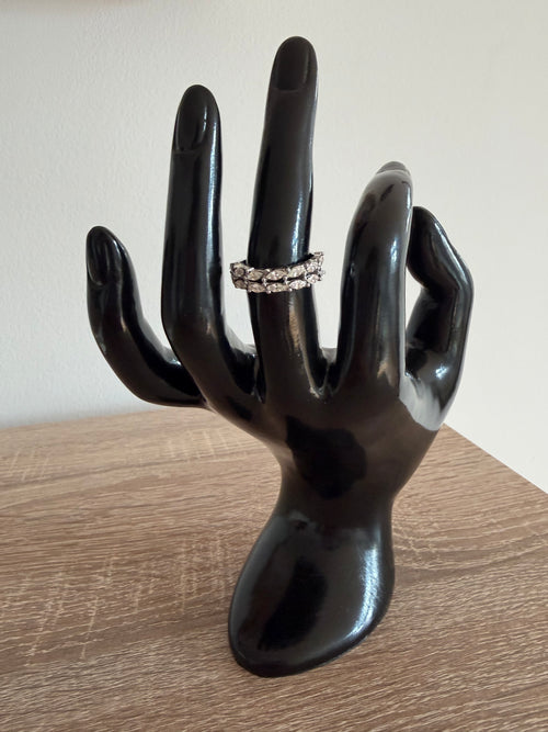 Bague Aglaé double rangée ornée de strass - ajustable