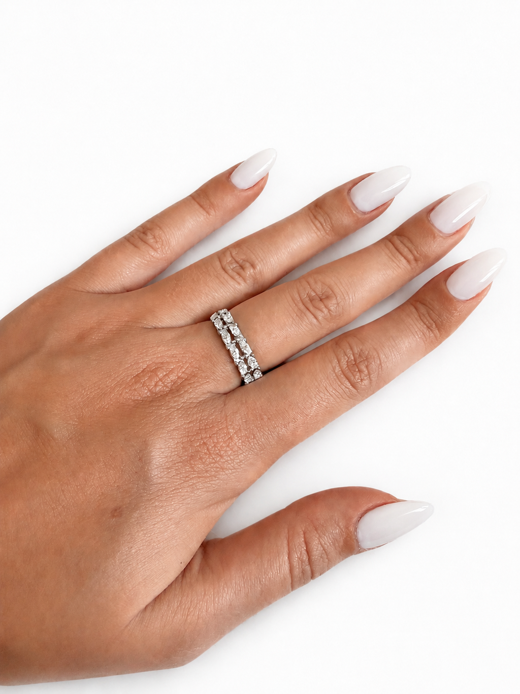 Bague Aglaé double rangée ornée de strass - ajustable