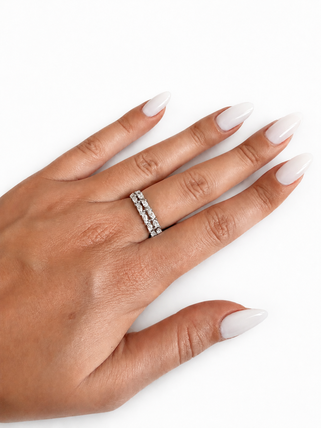 Bague Aglaé double rangée ornée de strass - ajustable