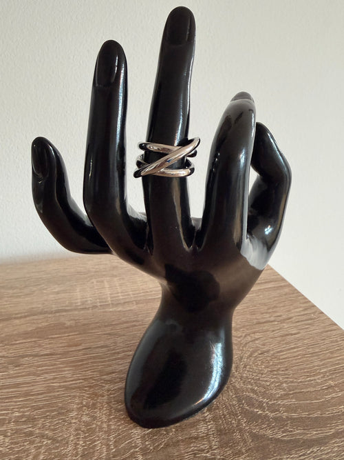 Bague Iris - ajustable double ligne croisée