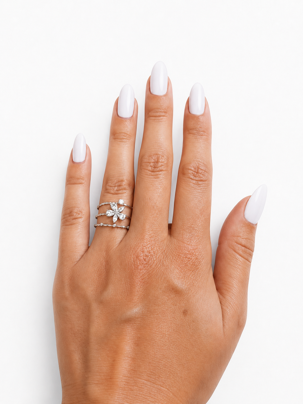 Bague Alma - ajustable fleur et strass