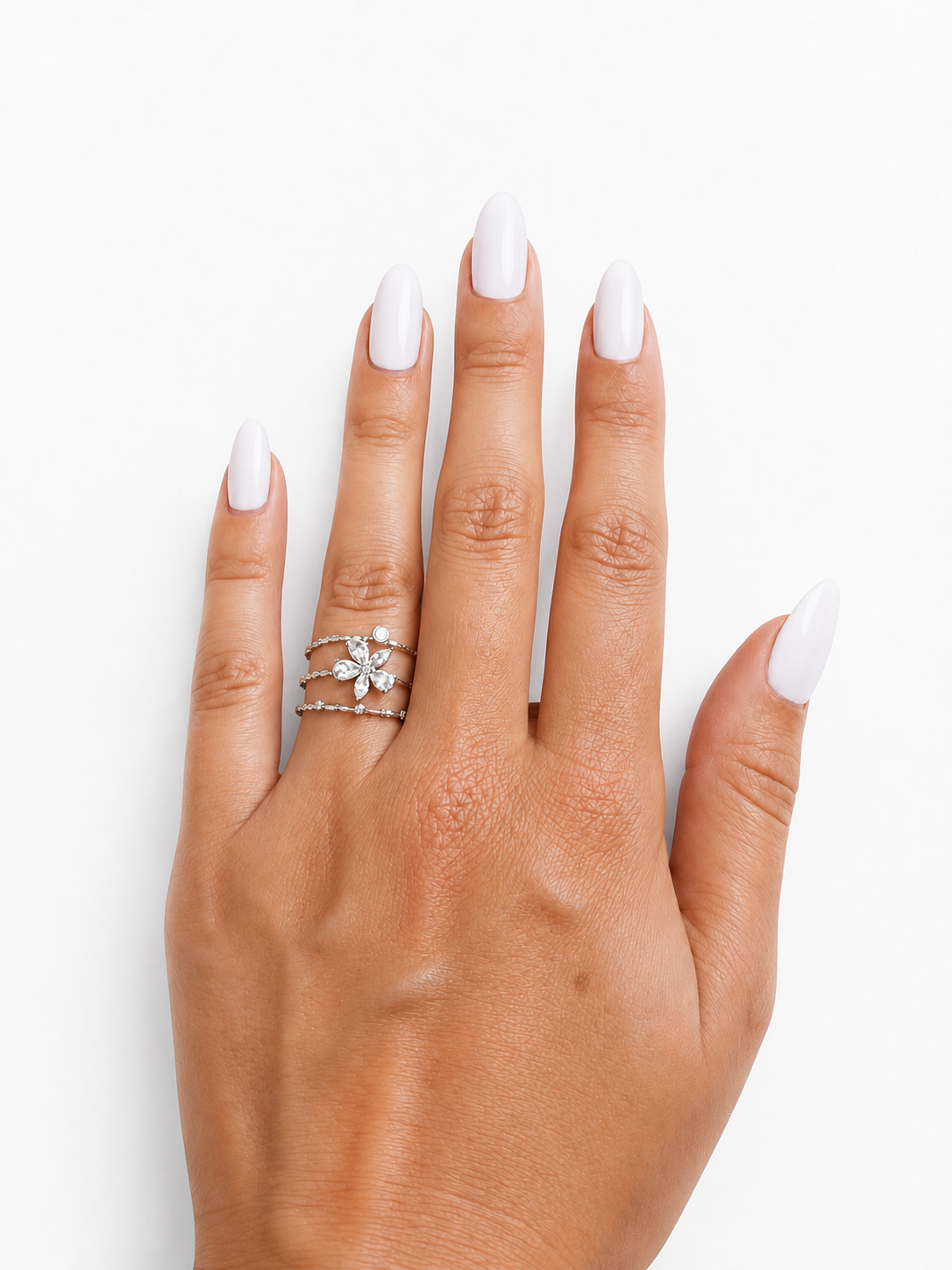 Bague Alma - ajustable fleur et strass