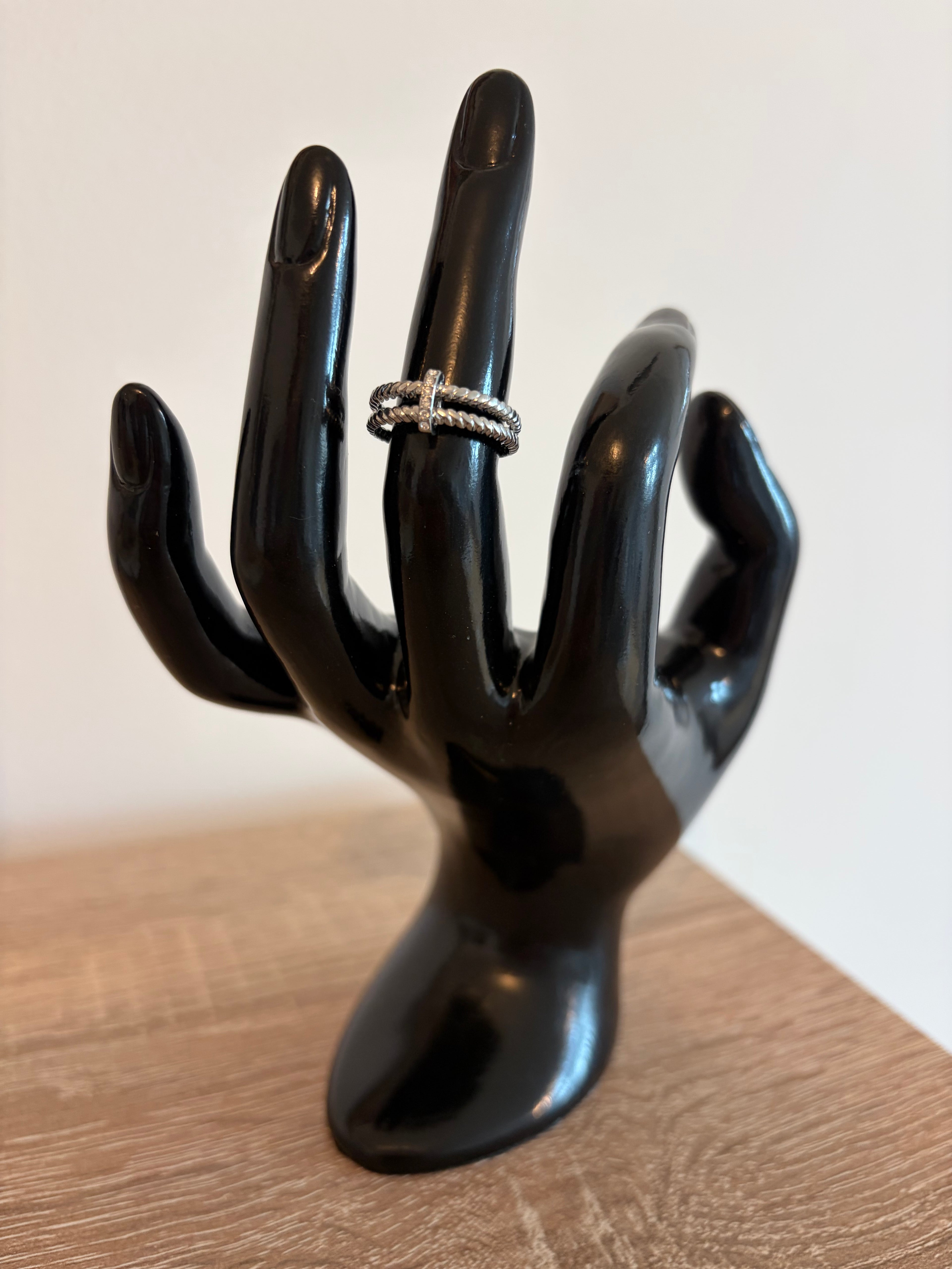 Bague Elena - torsadée et strass ajustable