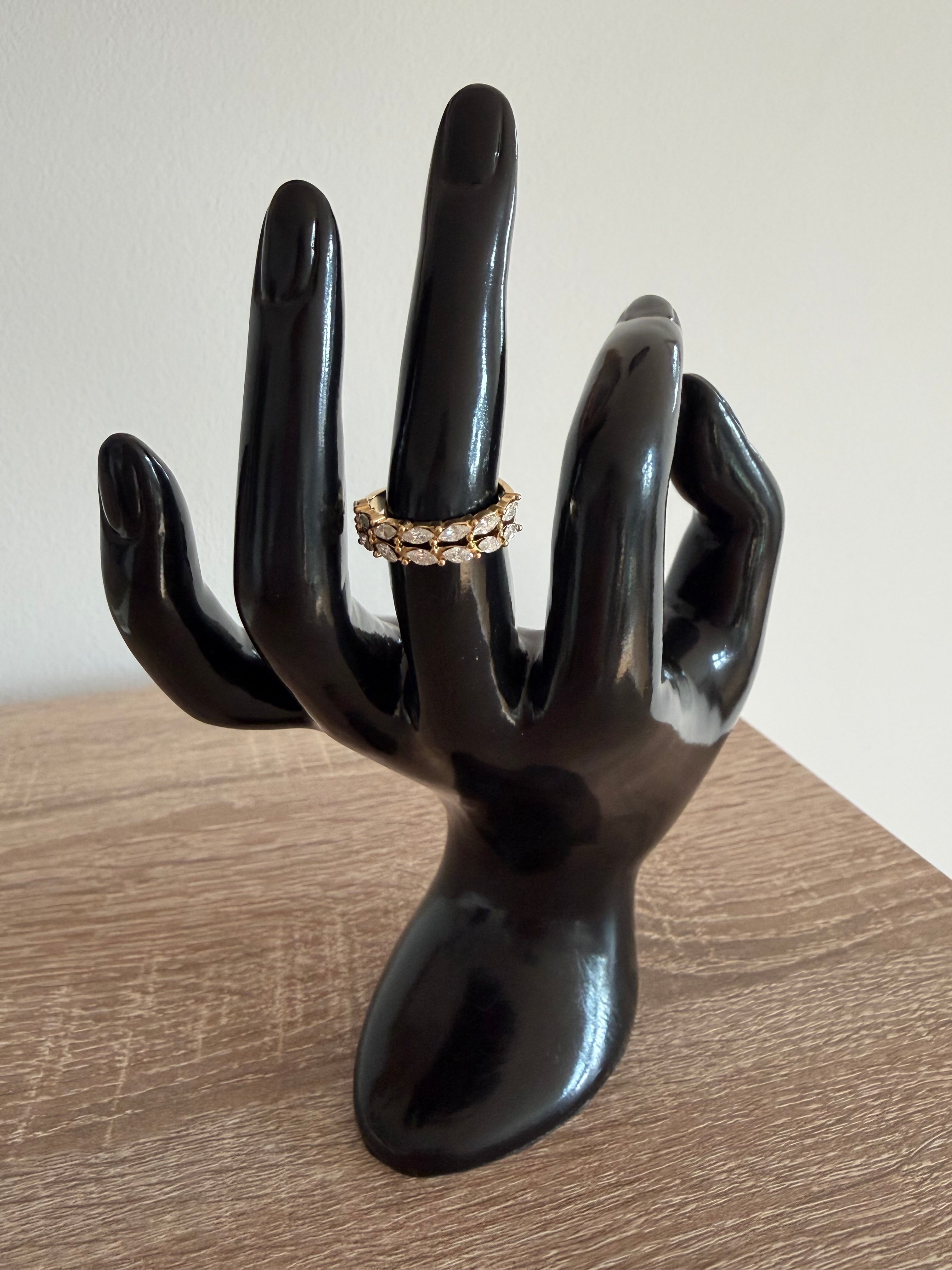 Bague Aglaé double rangée ornée de strass - ajustable