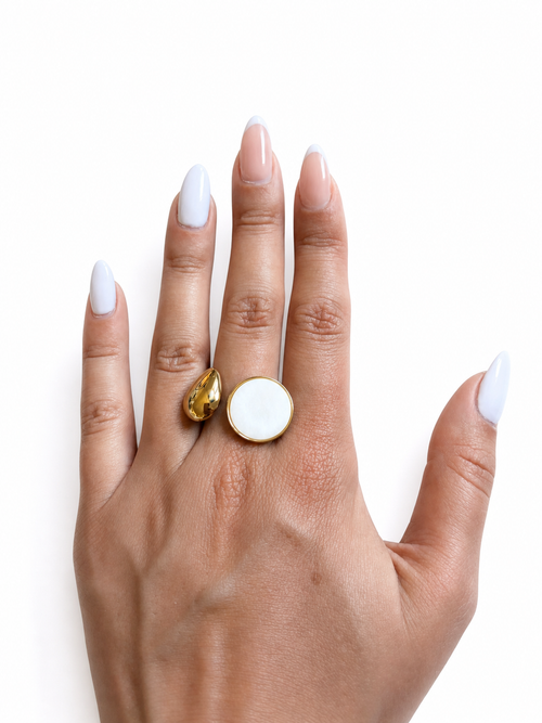 Bague Eirène - goutte & cerle ajustable