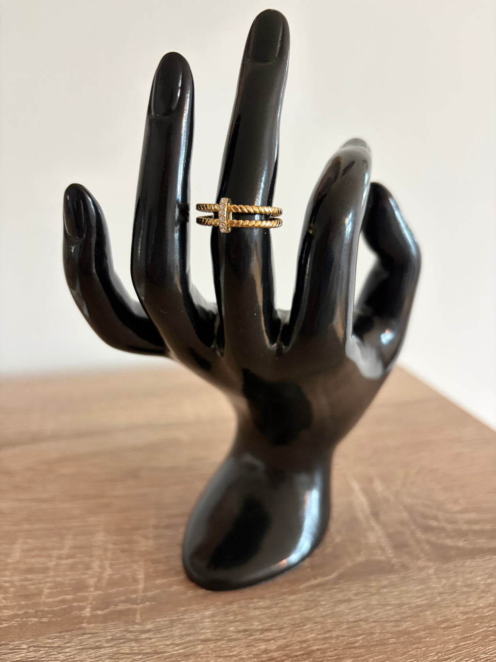 Bague Elena - torsadée et strass ajustable
