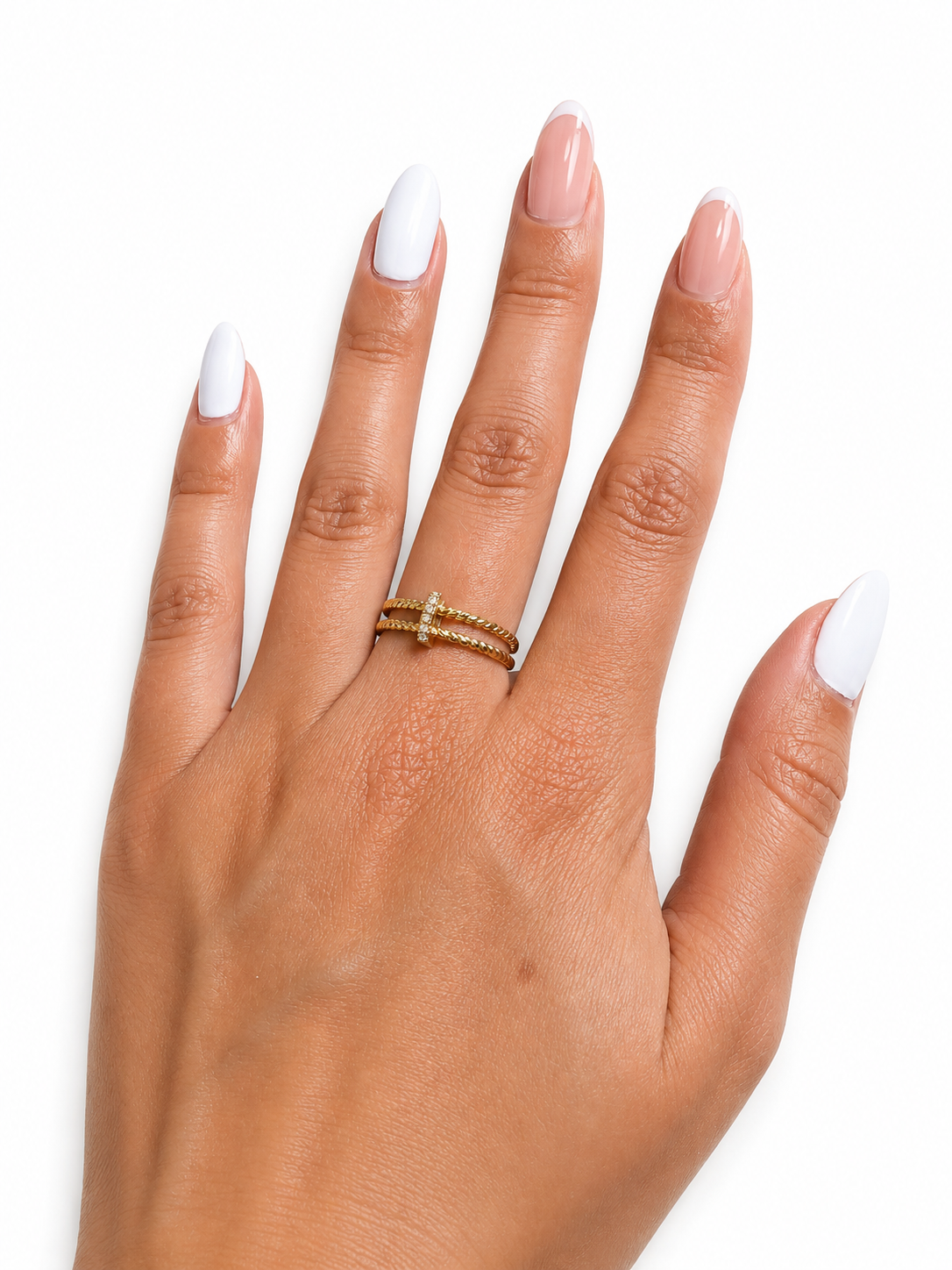 Bague Elena - torsadée et strass ajustable