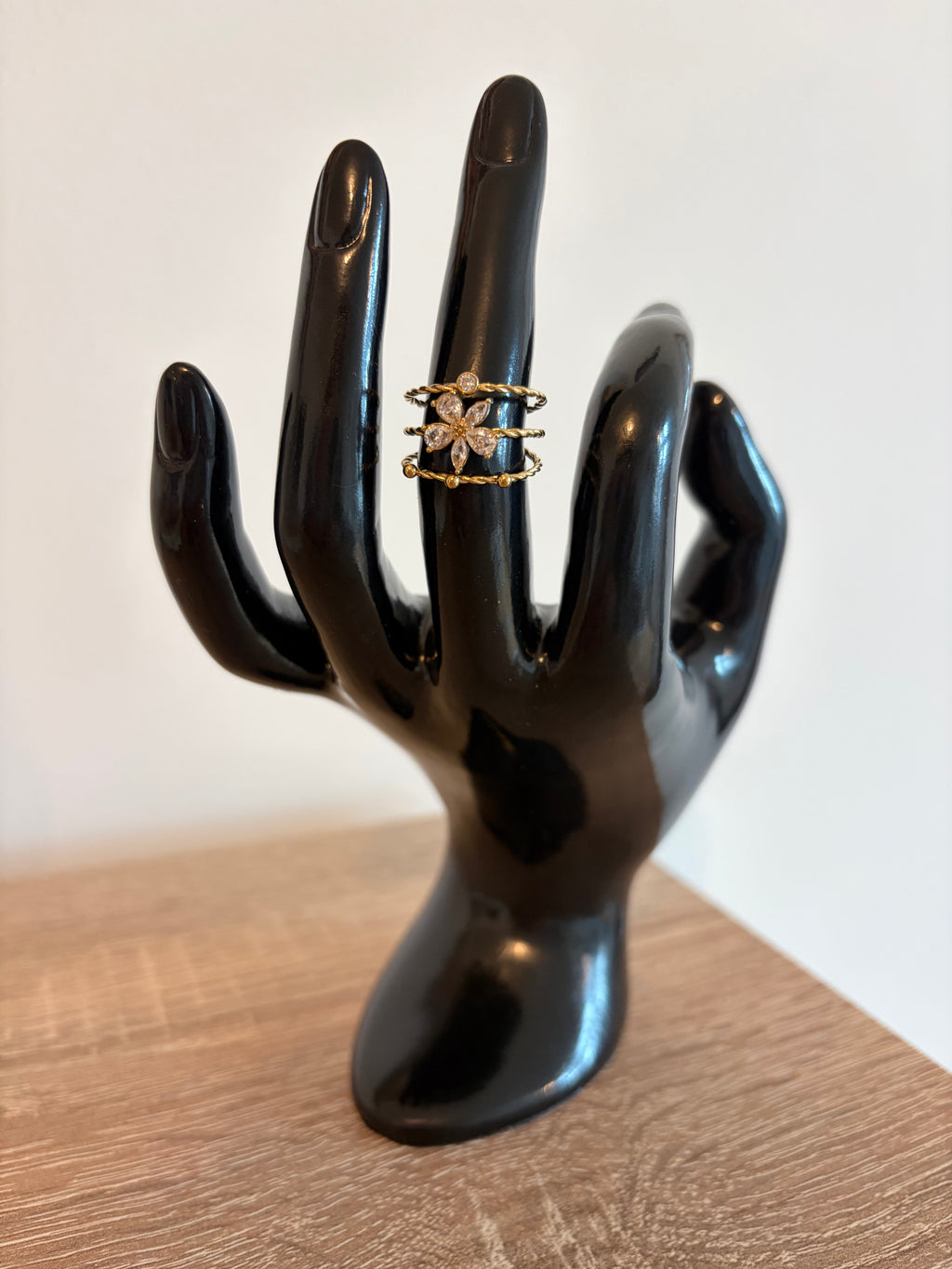 Bague Alma - ajustable fleur et strass