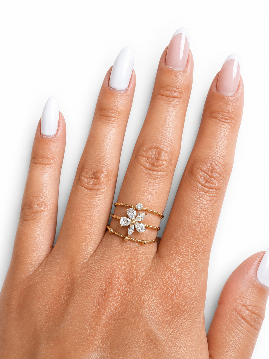 Bague Alma - ajustable fleur et strass