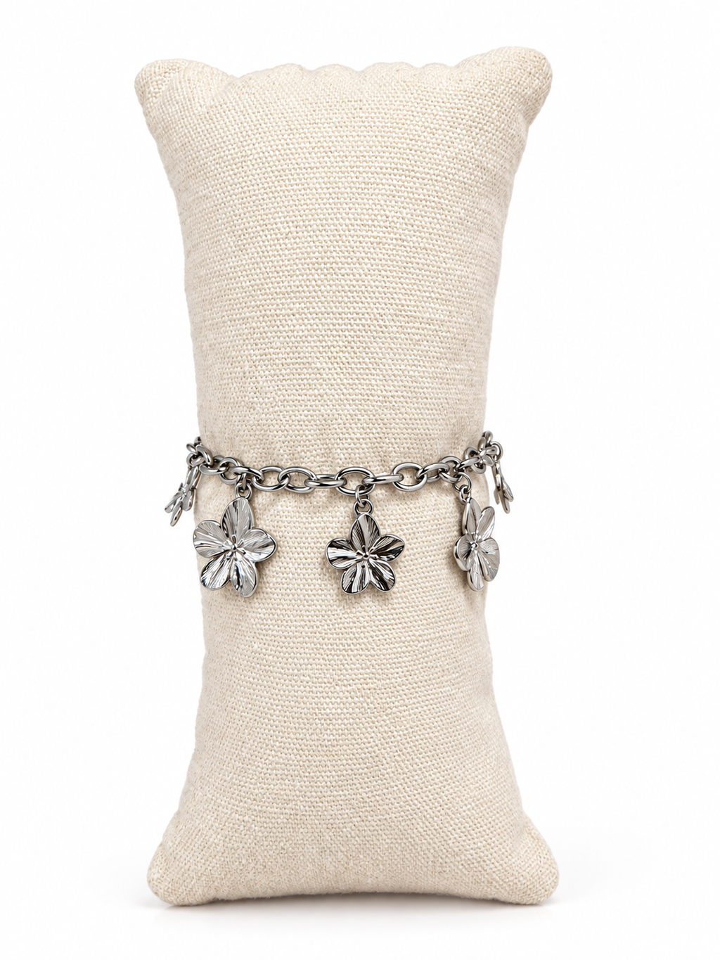 Bracelet Lysane - Fleurs argentées