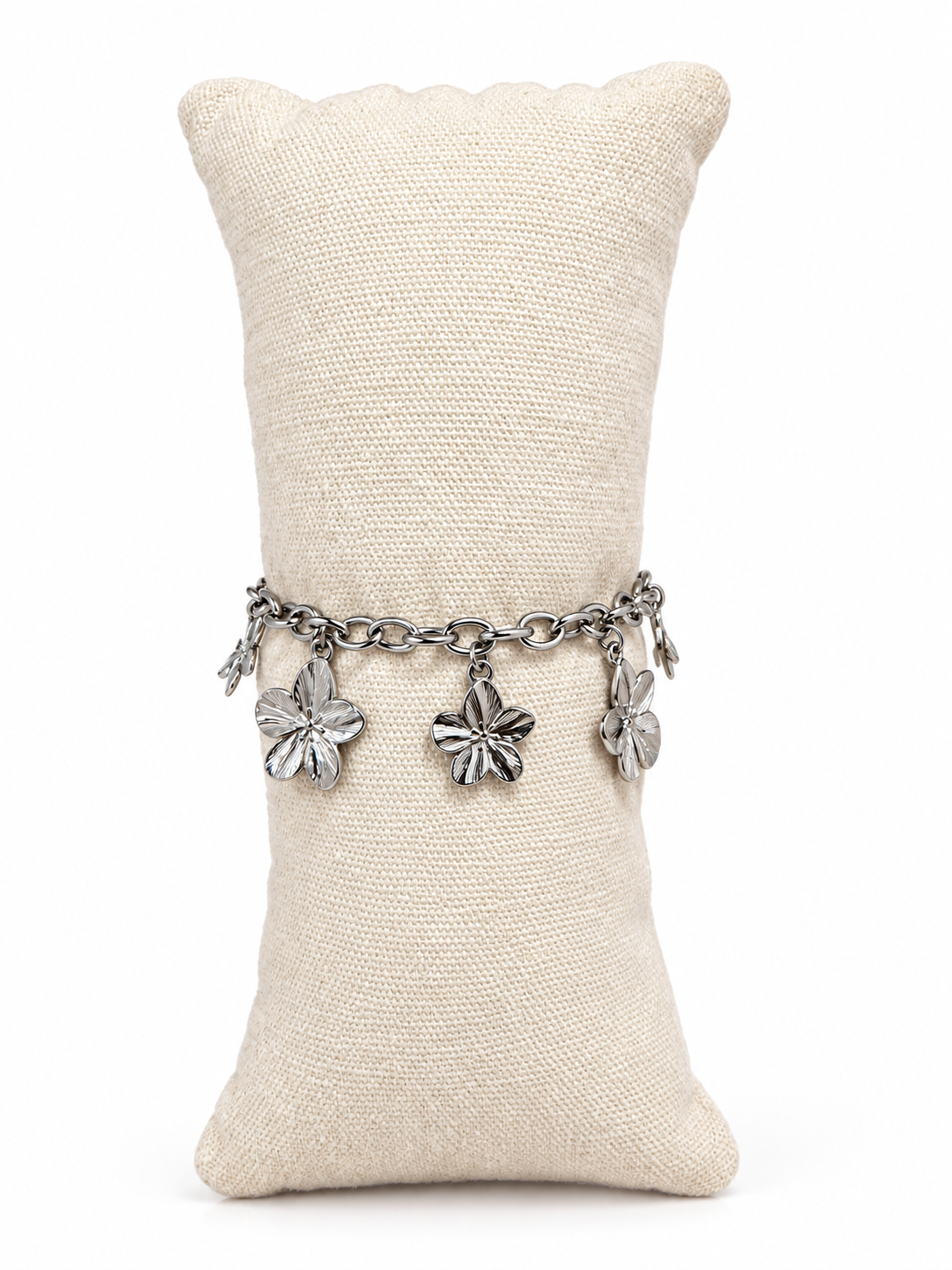 Bracelet Lysane - Fleurs argentées
