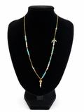 Collier Paloma - doré à perles bleues