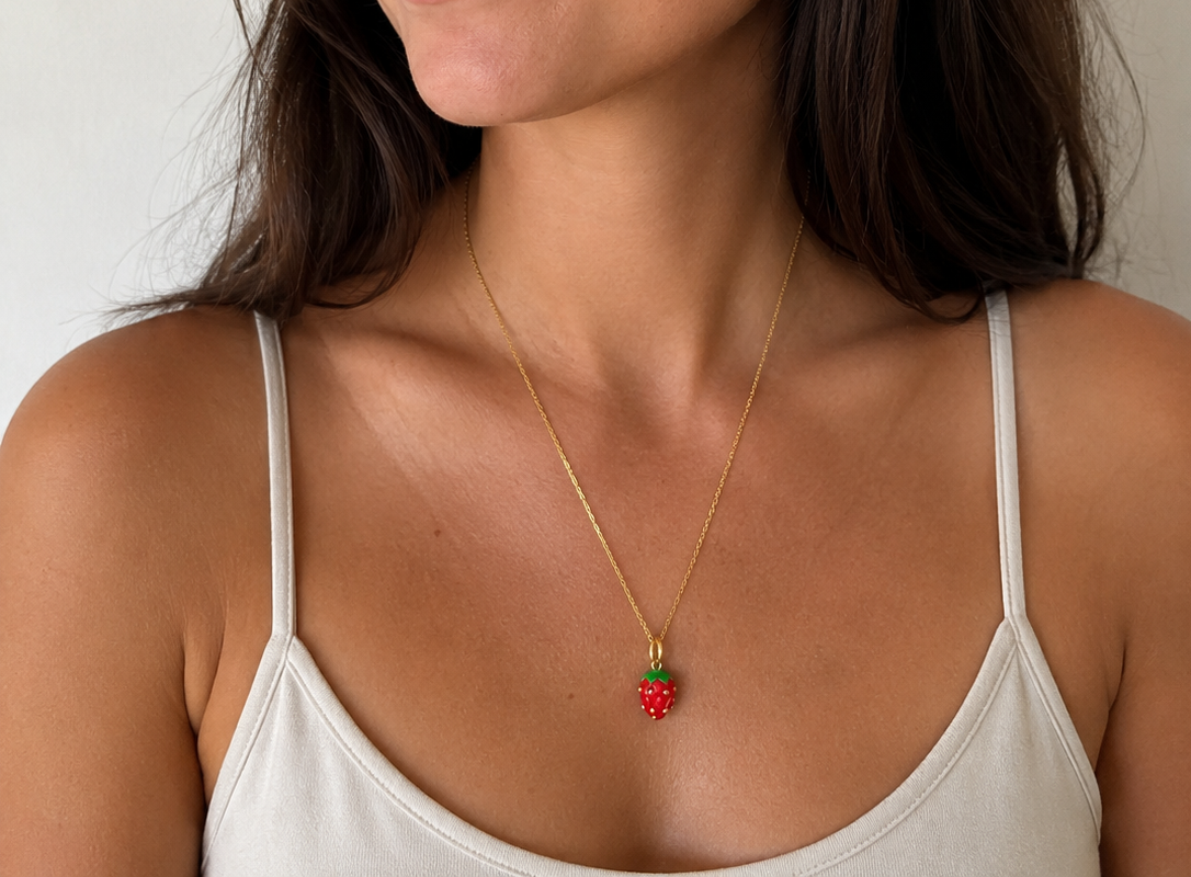 Collier Jana - pendentif fraise