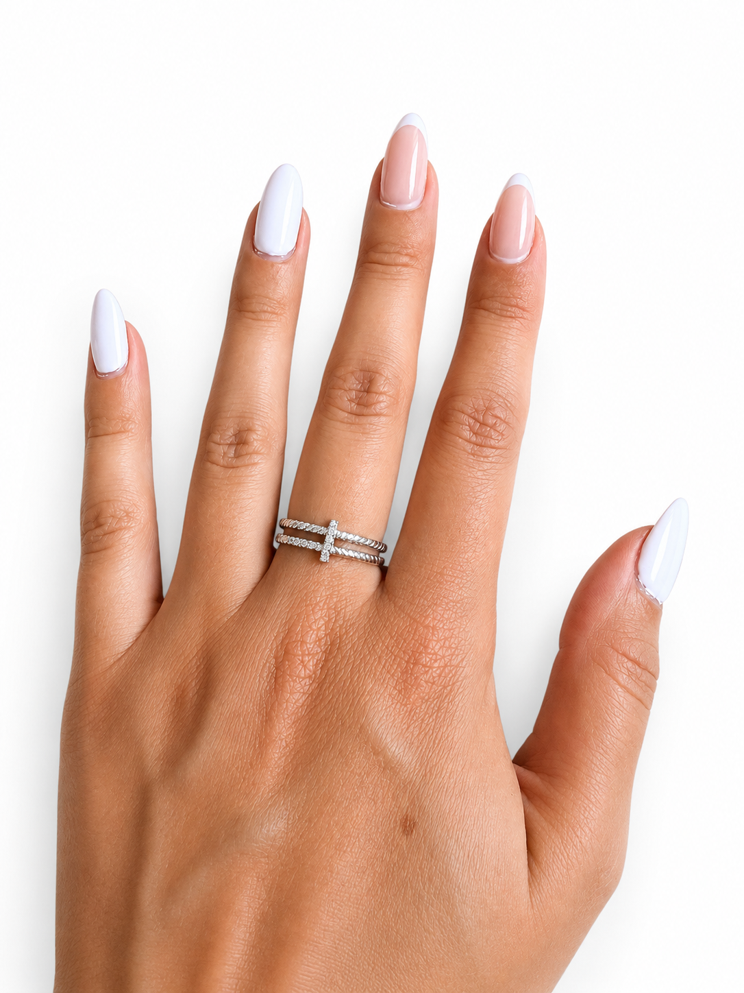 Bague Elena - torsadée et strass ajustable