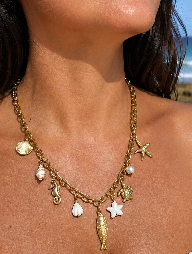 Parure collier & bracelet Ilia - thème marin
