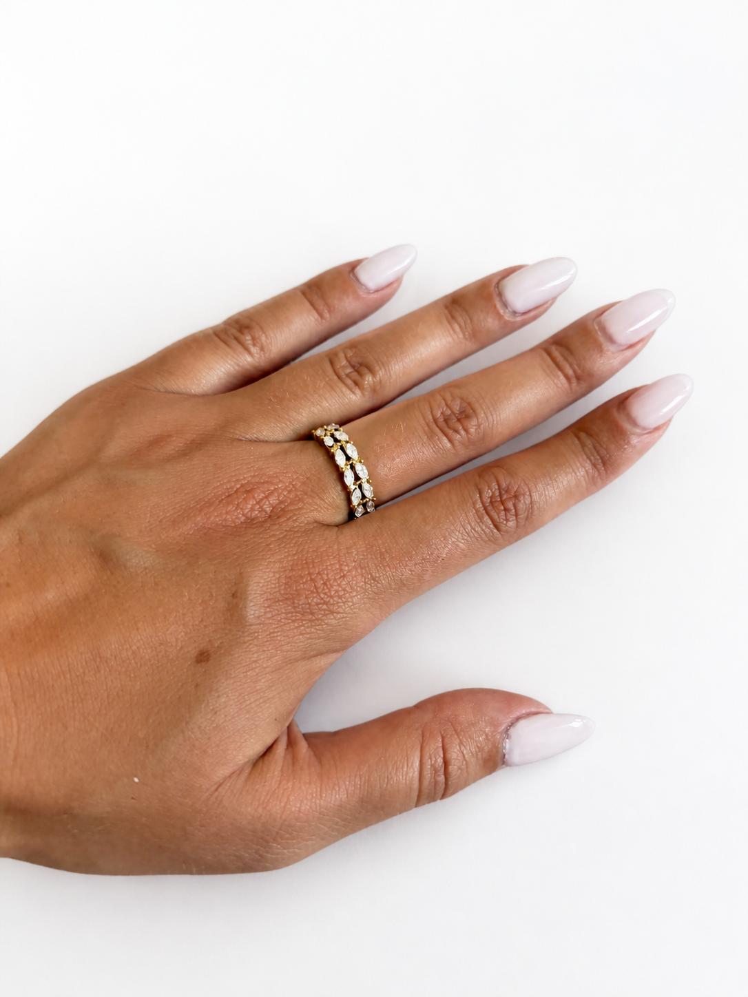 Bague Aglaé double rangée ornée de strass - ajustable